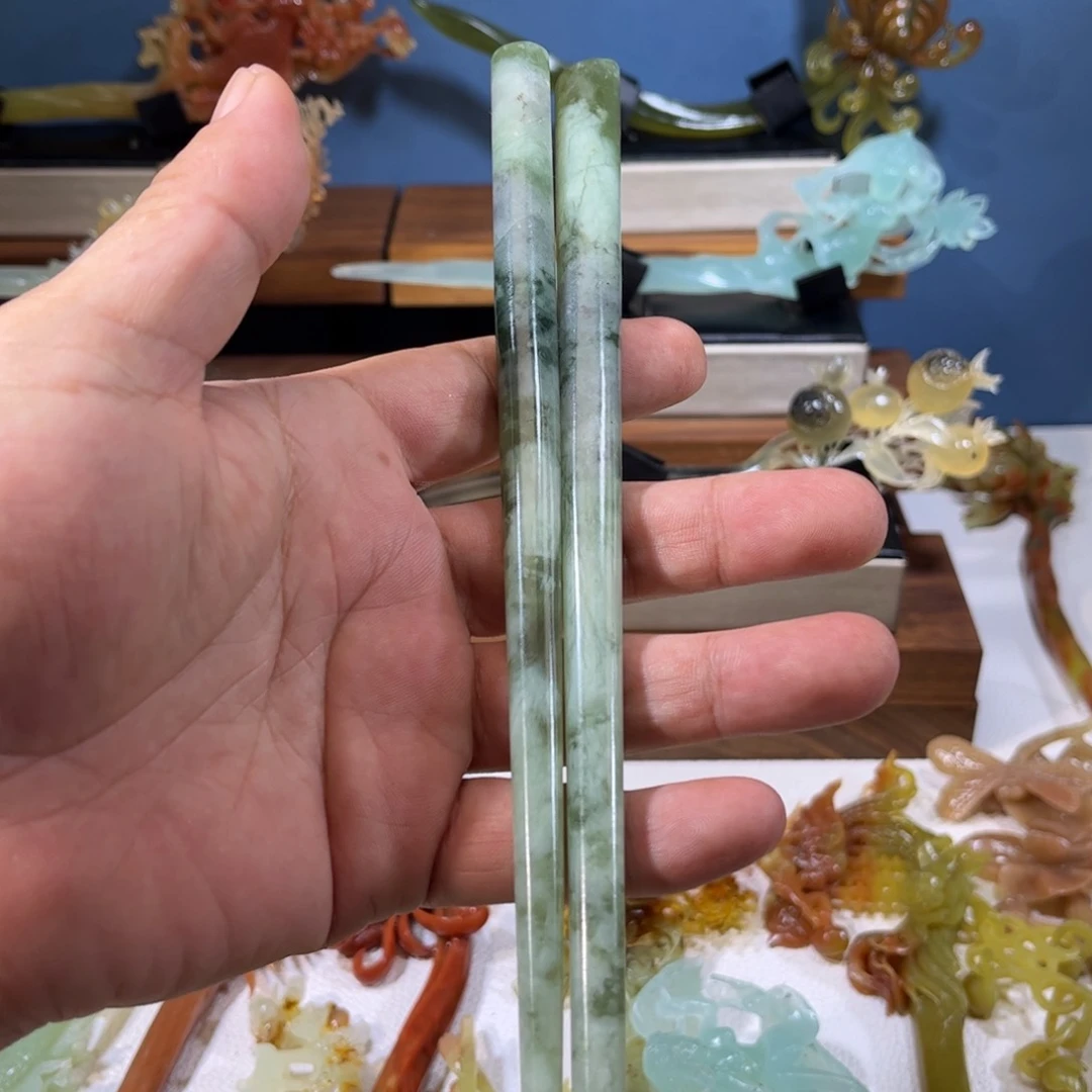 蛇纹石玉未镶嵌发簪
