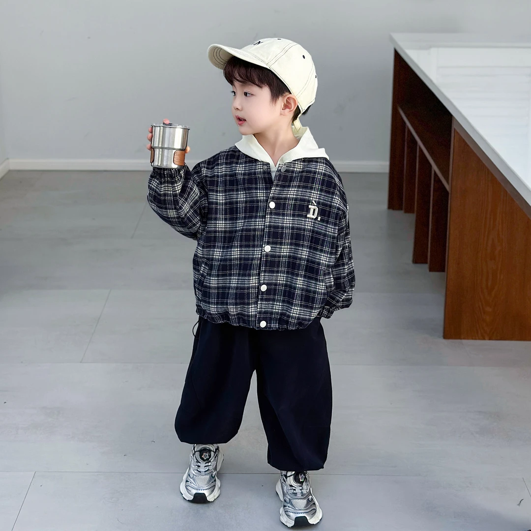 男童套装春秋款2025新款痞帅小男孩外套秋装卫衣三件套儿童衣服潮