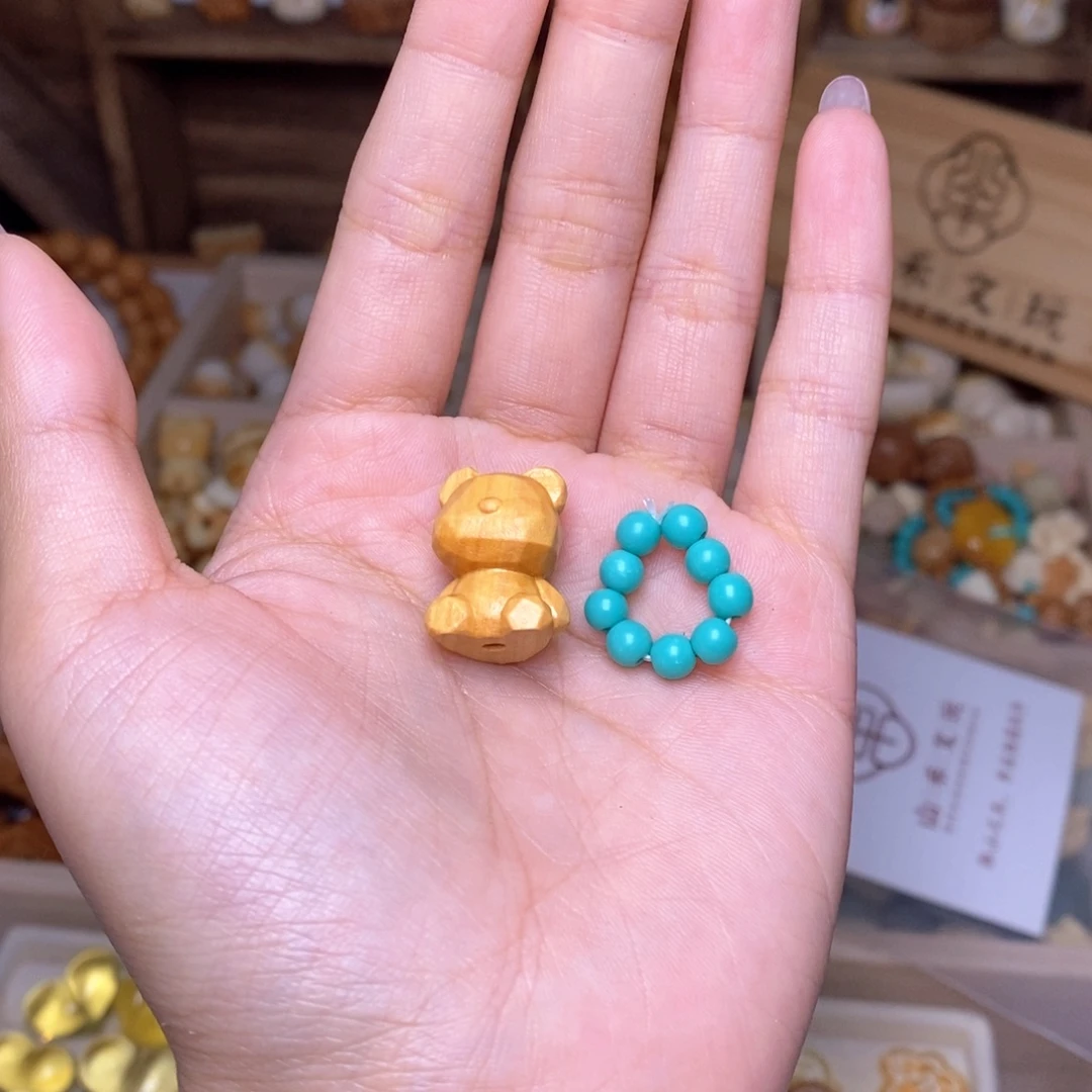 心***～猴头核桃吊坠小熊提溜，蓝卡