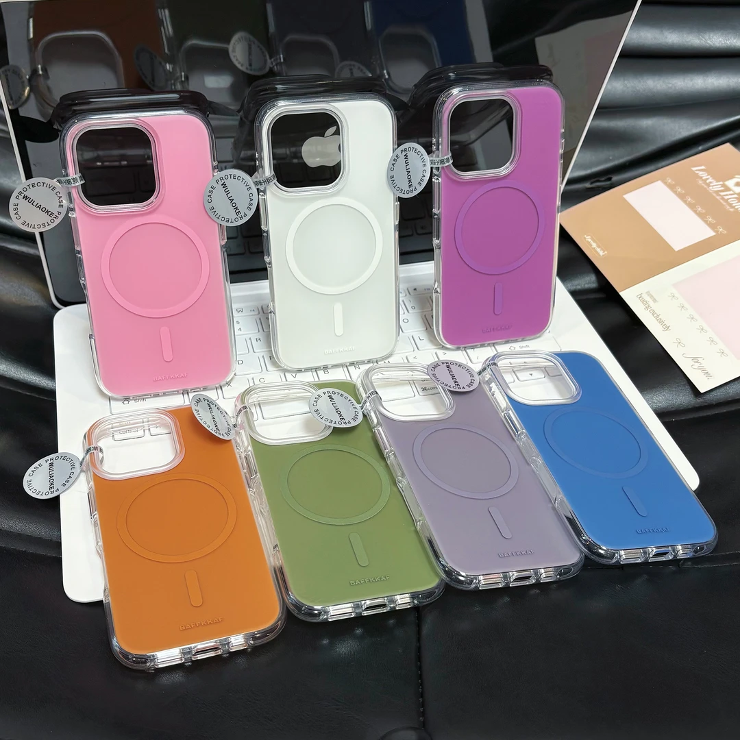 细磁吸圆边双层磨砂硅胶一体ai按键适用苹果iPhone16promax手机壳