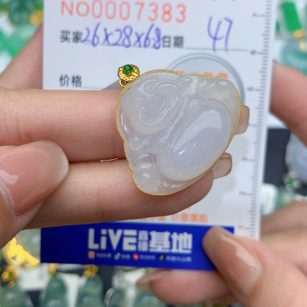 翡翠颈饰18K金镶嵌圆*佛公