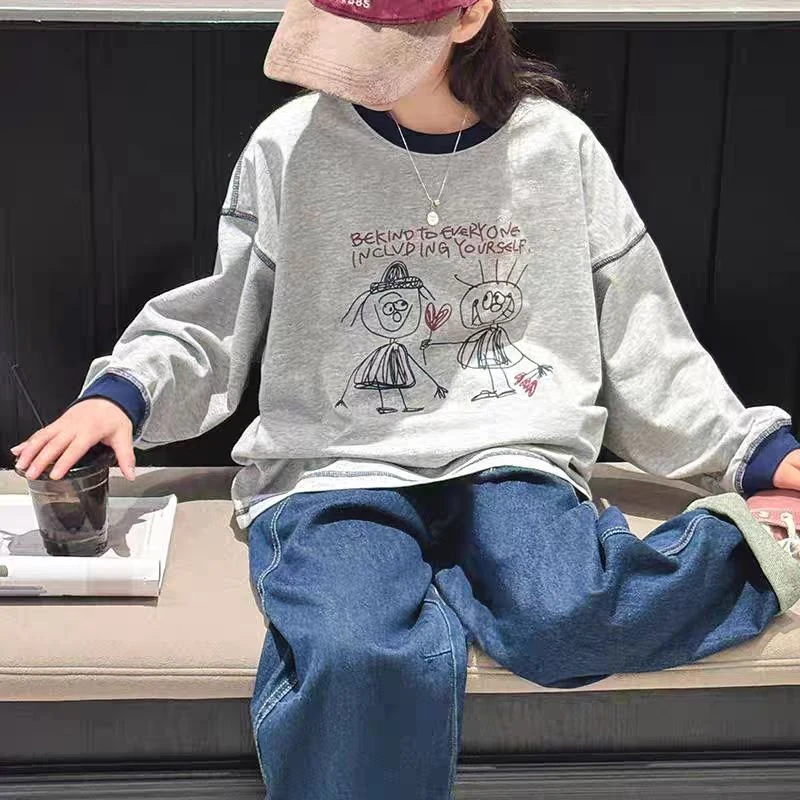 清仓·秋冬卫衣【刺绣-火柴人】外贸品质新时尚圆领宽松休闲款24233