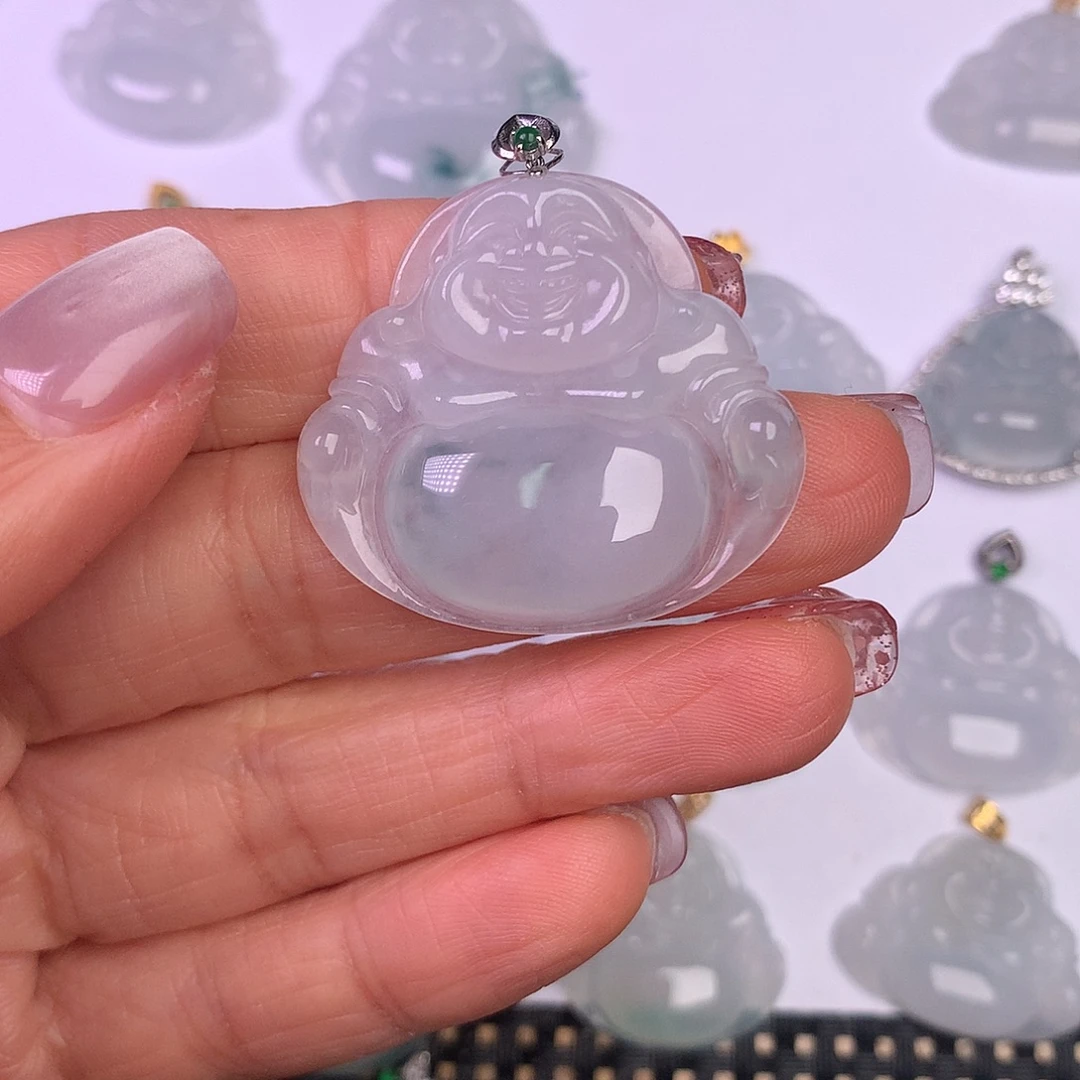 翡翠18K金镶嵌颈饰缅甸翡翠A货