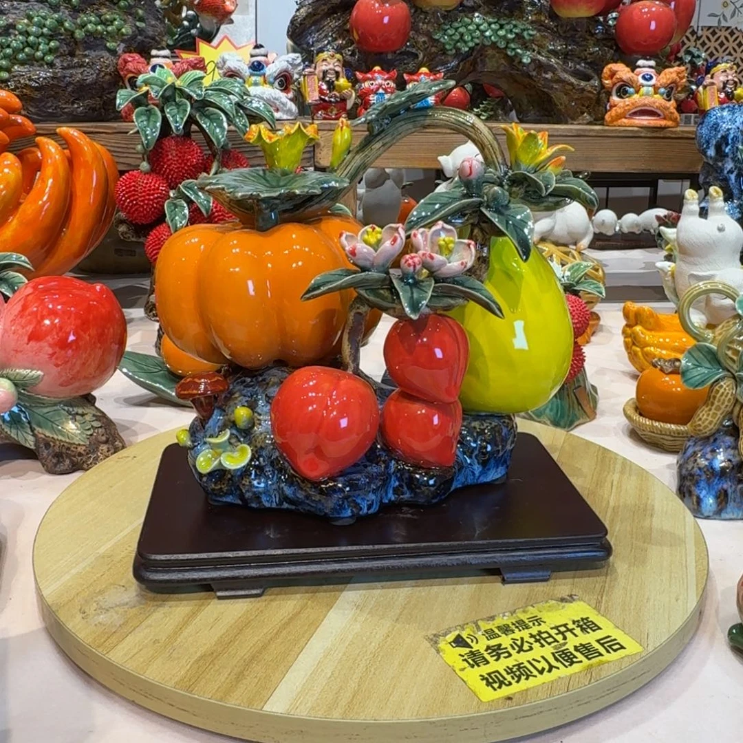 陶土水果福禄寿摆件