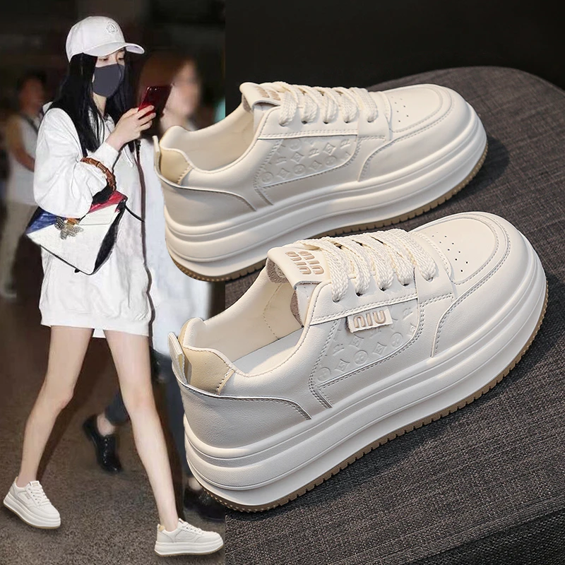 厚底小白鞋女2025新款春夏季透气百搭时尚增高休闲鞋爆款网红板鞋