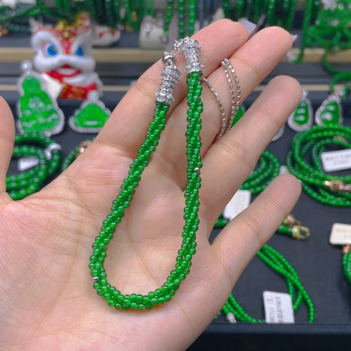 翡翠未镶嵌颈饰麻花链