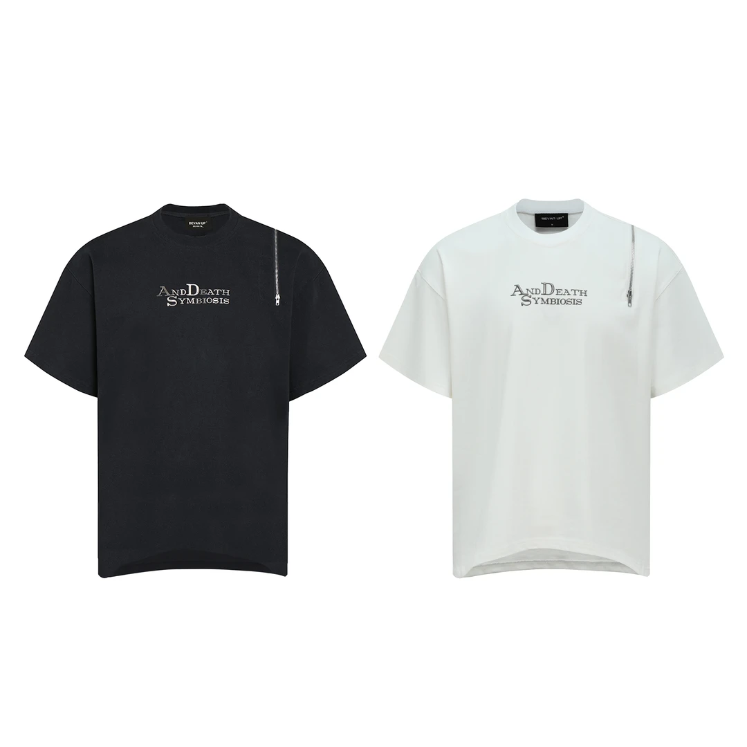 BEVANUP Side Zipper Tee 2.0 金属侧拉链短袖270G重磅水洗BV1004
