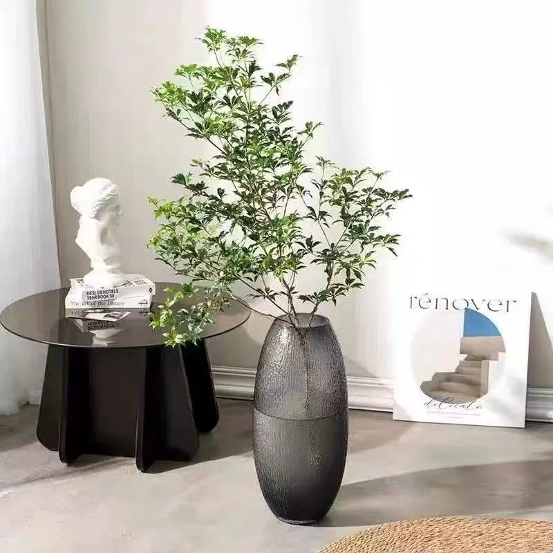 轻奢玻璃花瓶水养富贵竹龙柳马醉木菩提花瓶客厅插花落地装饰