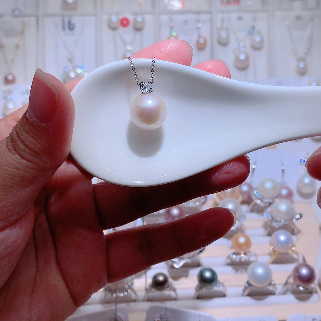 吊坠(赠链)银S925镶嵌淡水珍珠CC微瑕12.7mm