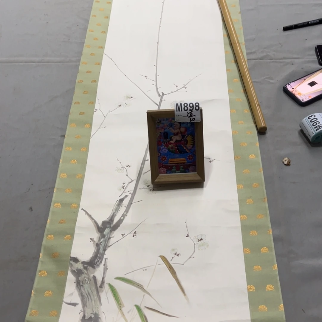 国画适***堂手绘临摹花鸟挂轴