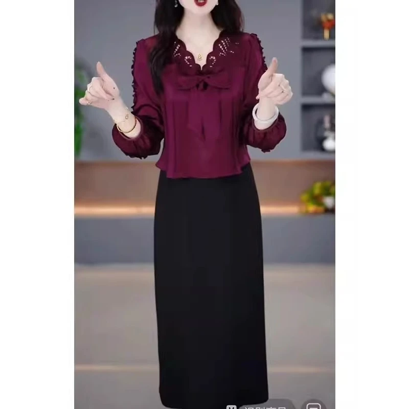 彩云气质轻奢设计感假两件连衣裙2025春夏新款修身减龄减龄中长裙