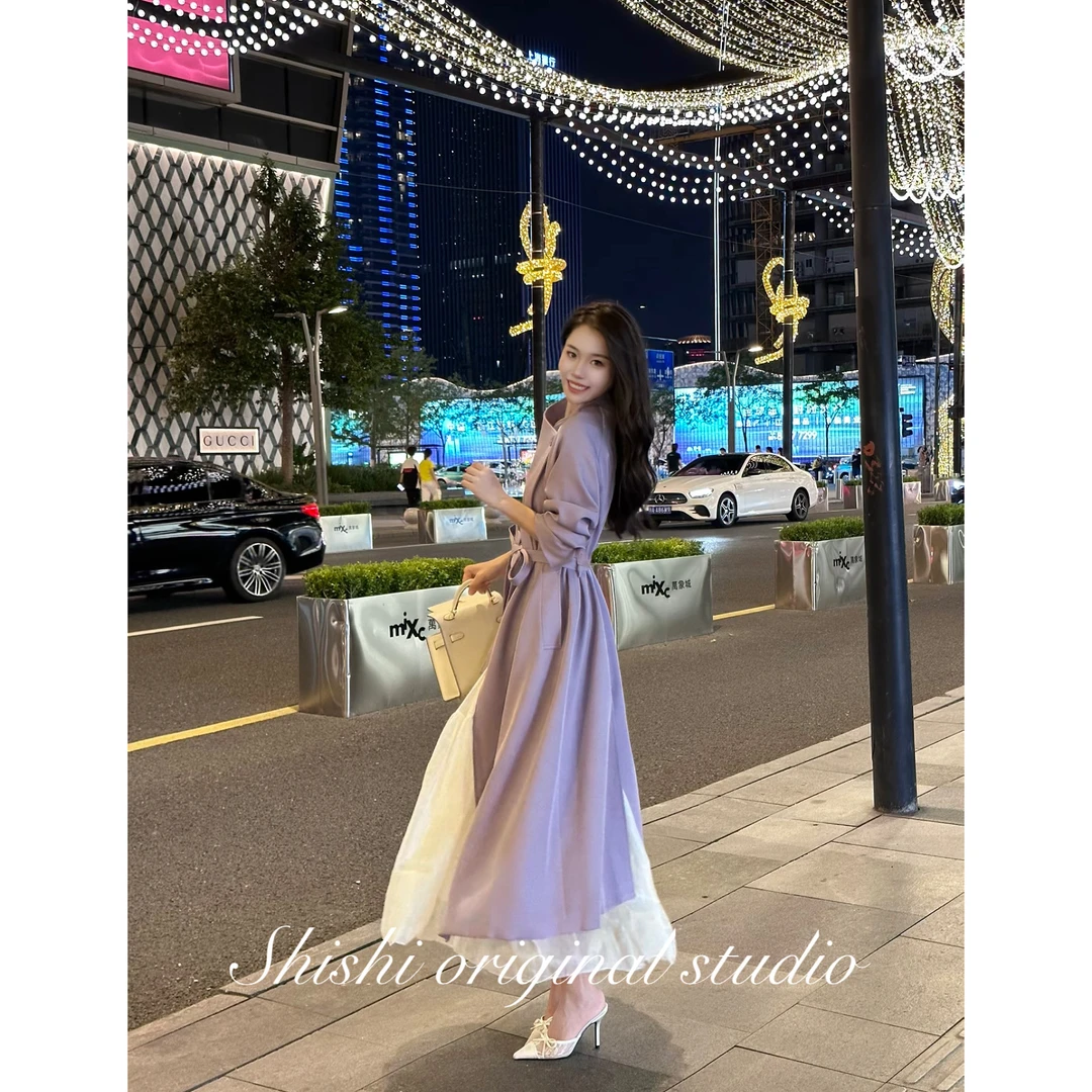 慵懒风宽松风衣外套女款2025春秋季新款休闲气质时尚大衣F8066