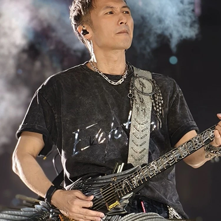 xs001#谢霆锋演唱会同款 反光烫银高版本重磅水洗黑短袖 现货