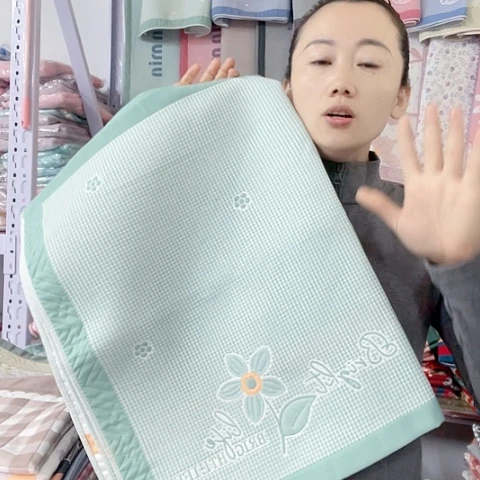棉纱布棉绿清爽小花