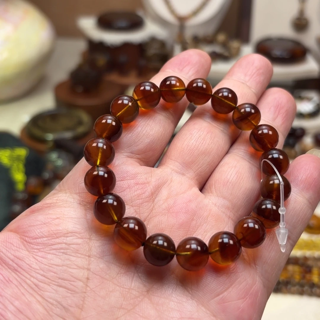 琥珀未镶嵌手链棕红紫罗兰卡10