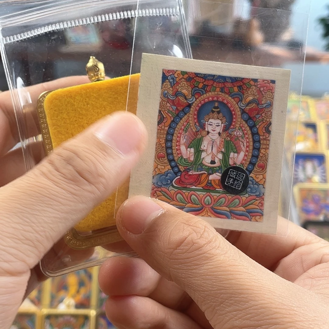 吊坠纯手绘四壁唐卡吊坠