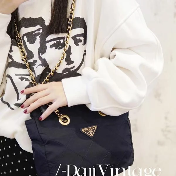 大吉中古/Prada蓝金22降落伞斜挎包