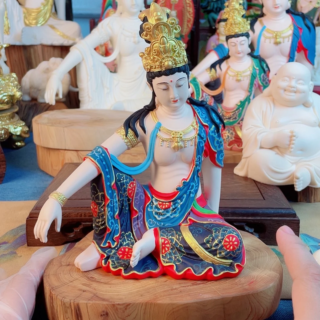 金***代石材自在观音摆件