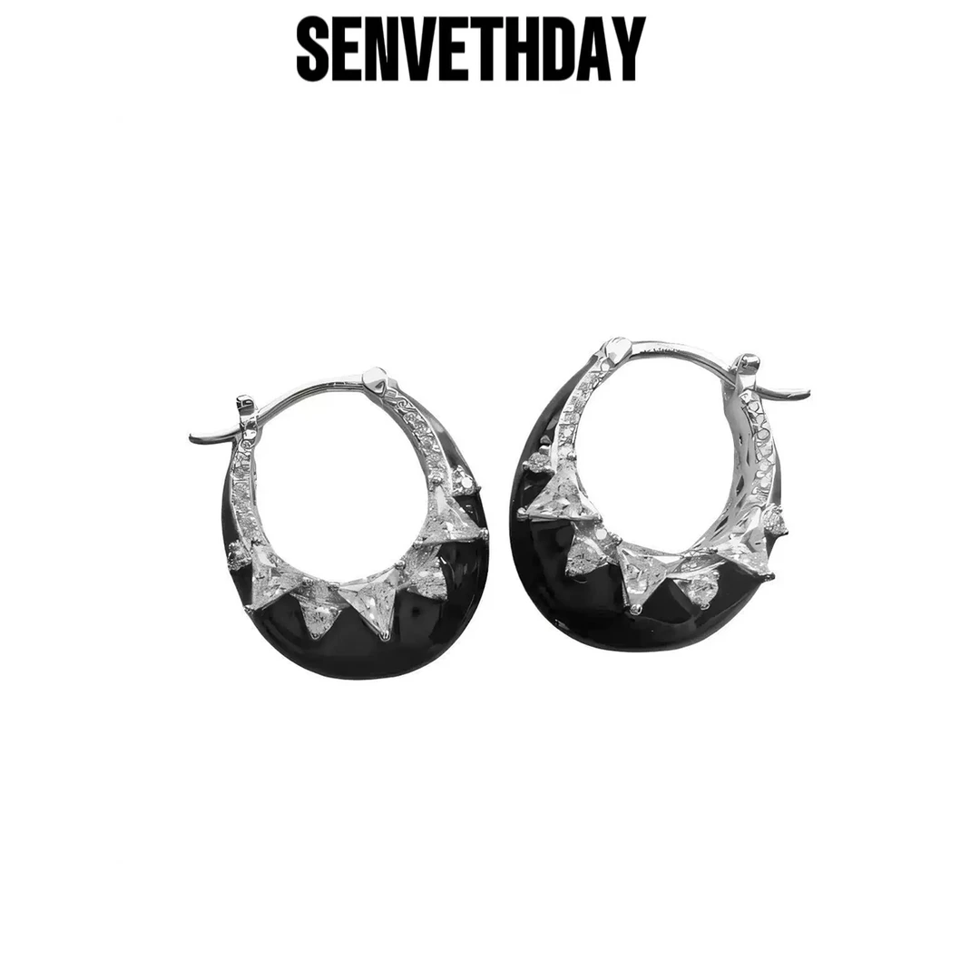 Senveth Day 铜合金耳饰 流晶碎月耳环女耳扣小众耳圈素款设计感