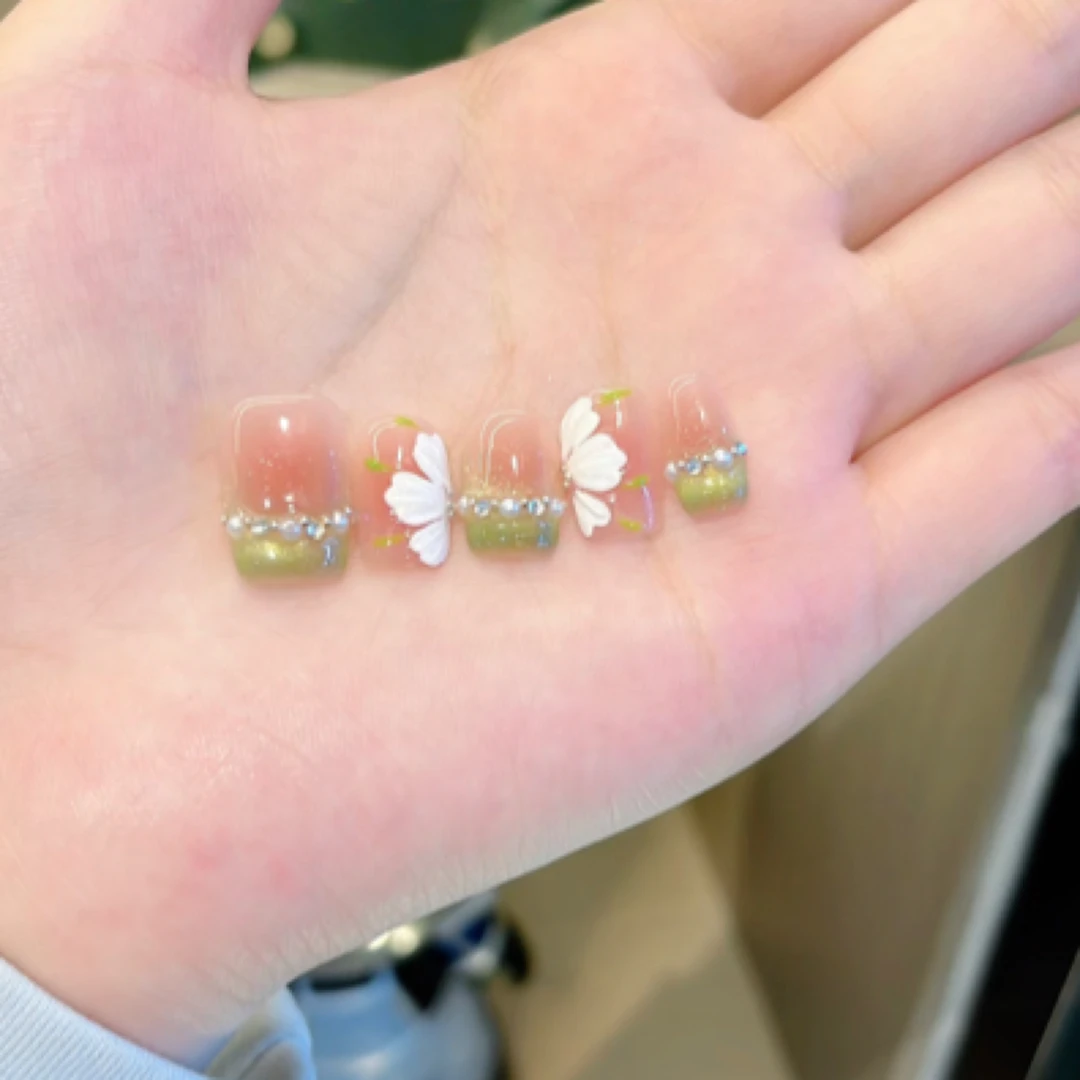 [青提绿冰花]气质款纯手工少女穿戴甲显白美甲