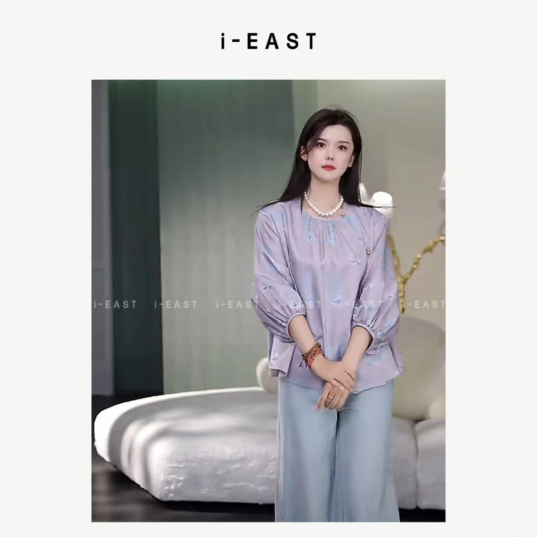 i-EAST 兰玉金簪~新中式提花设计感衬衫上衣-5X GF5408