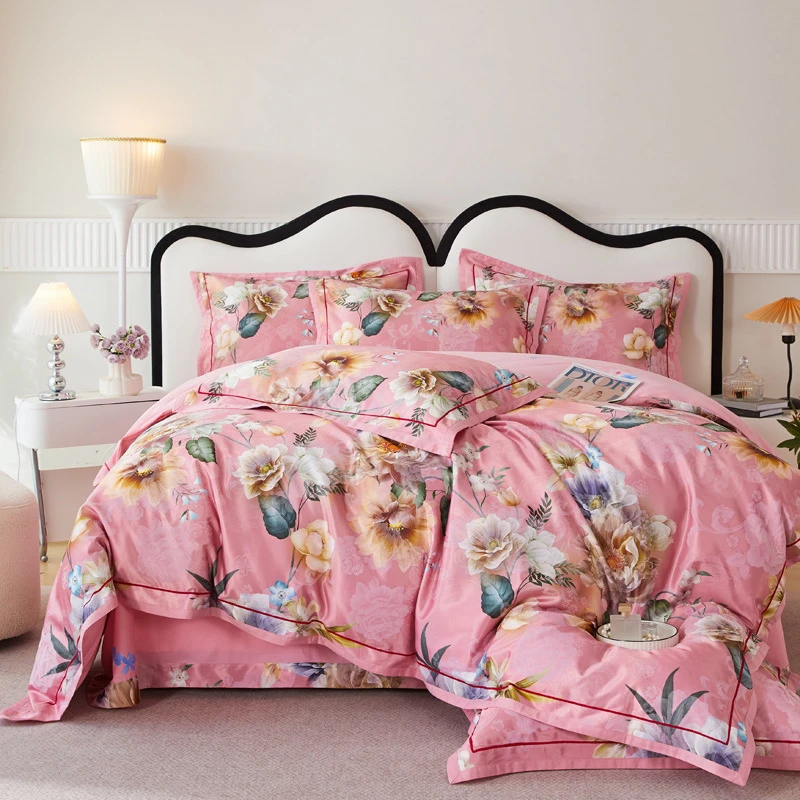 高档贡缎大提花被套四件套全棉纯棉床单结婚高端大气裸睡床上用品