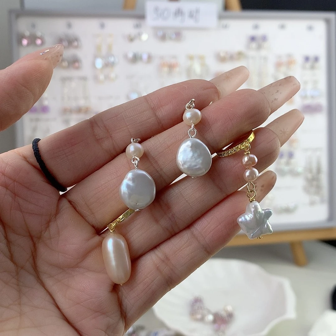 未镶嵌耳饰淡水珍珠果*