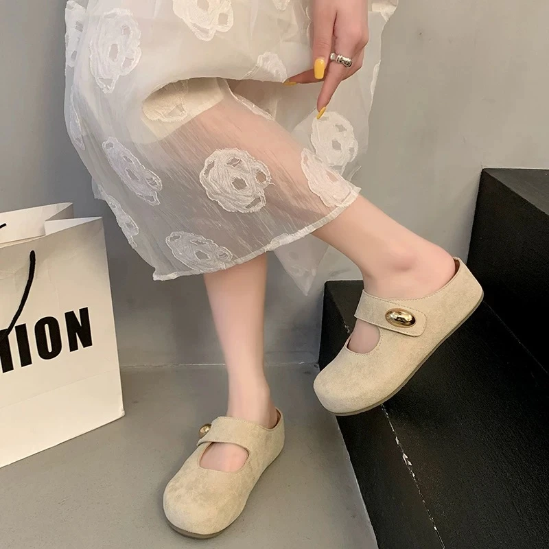 2025夏季法式玛丽珍内增高百搭韩版欧若风半拖包头勃肯鞋-988