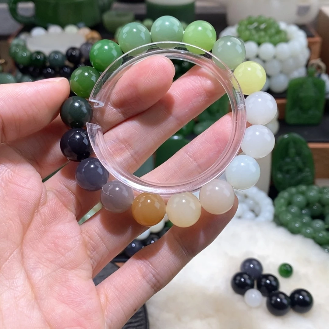 和田玉手串未镶嵌欣**年卡12高品多宝过灯