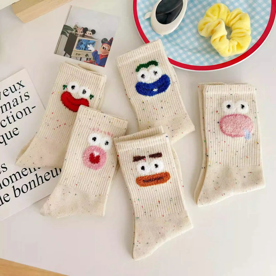 搞怪袜子可爱卡通中筒袜ins潮流网红韩版学院风高颜值点子纱袜子