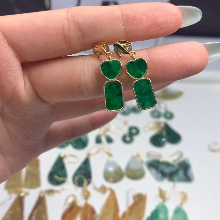 翡翠银S925镶嵌耳饰耳饰