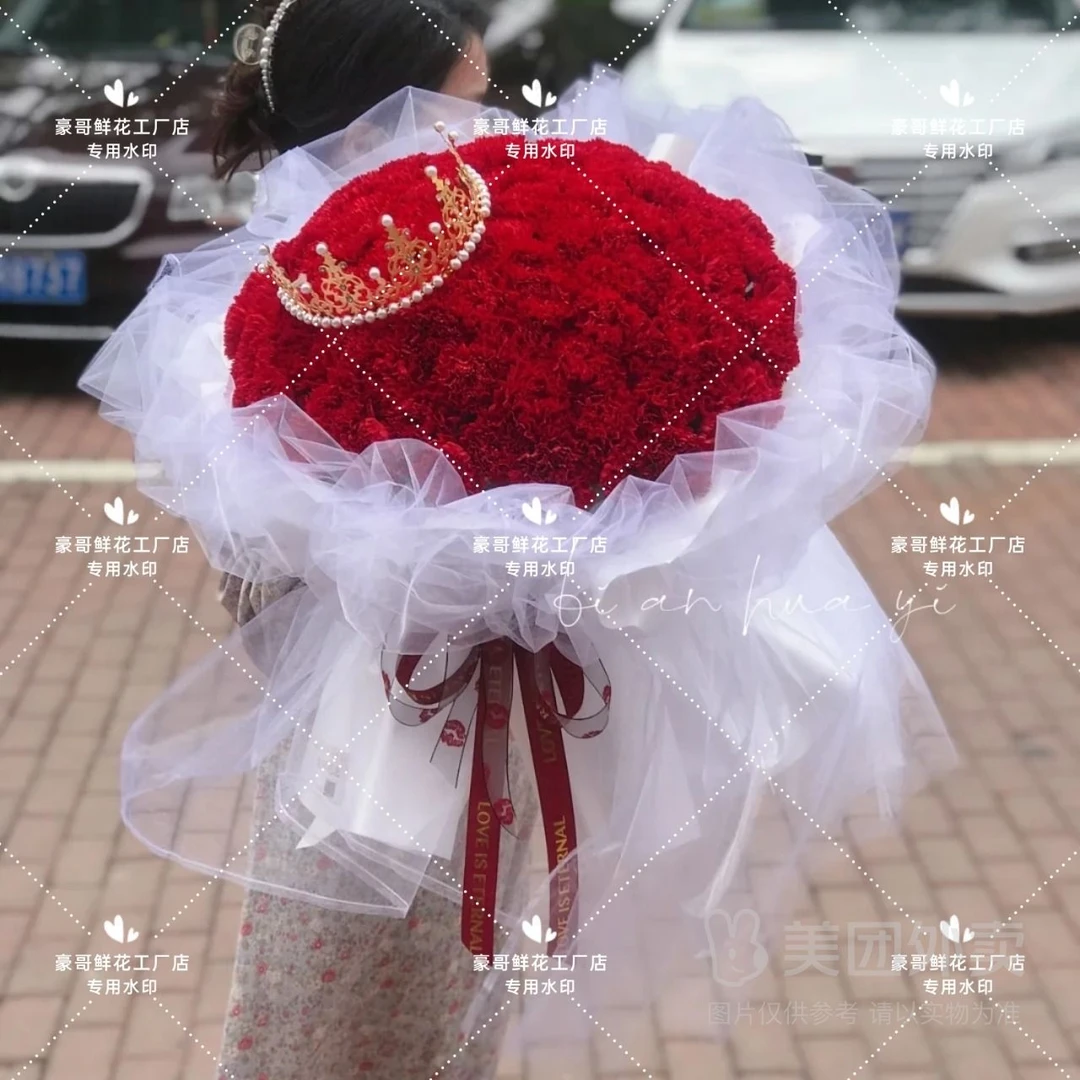 【鲜花 康乃馨】99朵红色康乃馨鲜花花束 24小时花店送花上门送对象闺蜜长辈