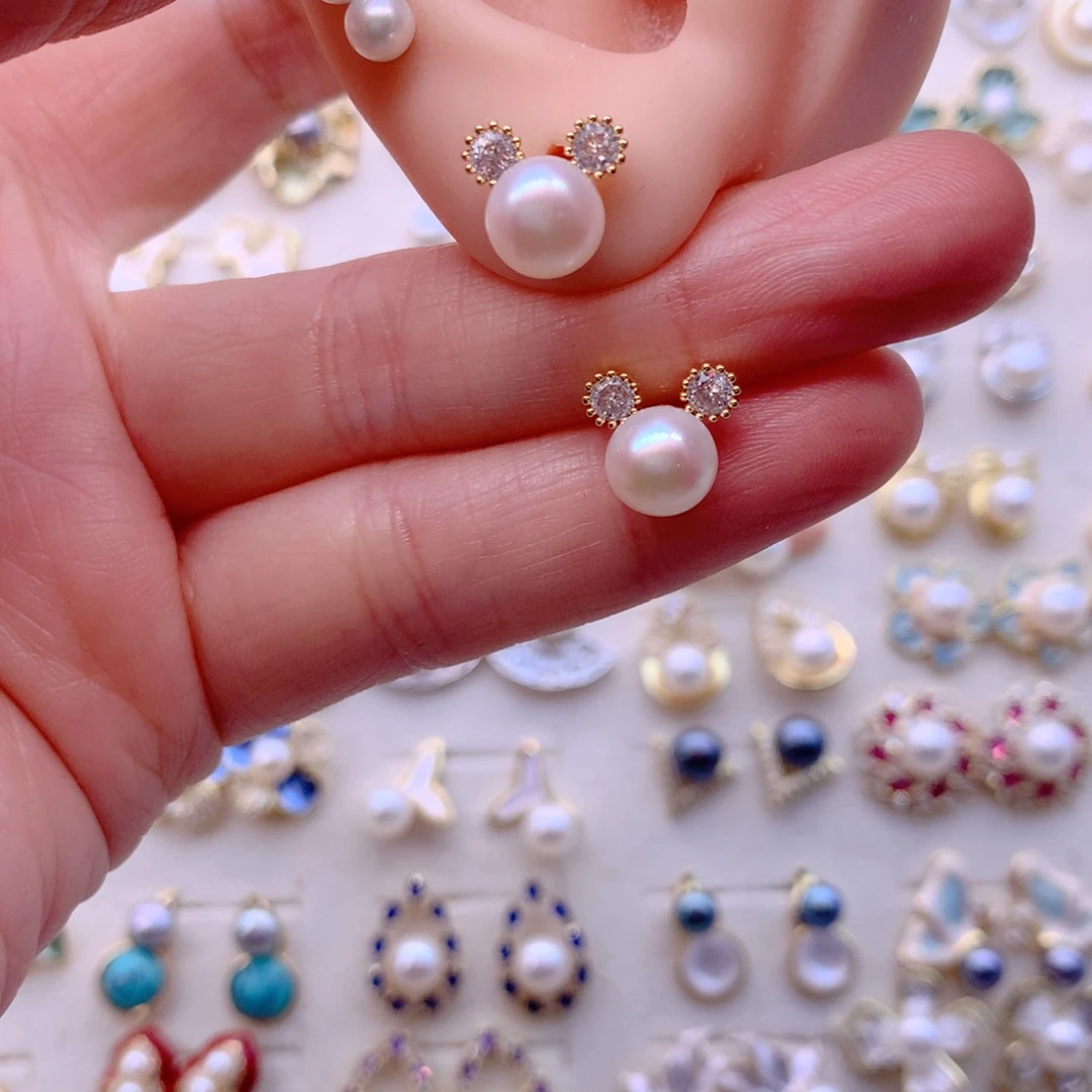 合金淡水珍珠耳饰