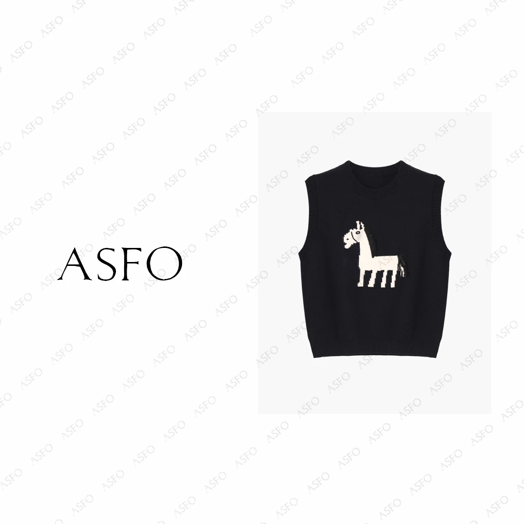 【AS小马辫】25新洋气提花叠穿百搭休闲羊毛针织背心AS25QMZZS04190