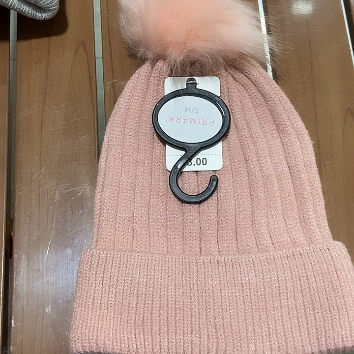 纯棉粉色带球小朋友帽子