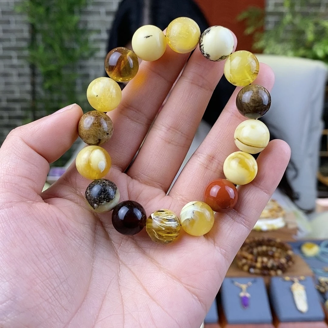 蜜蜡珠宝奇石未镶嵌蜜蜡手串13mm左右