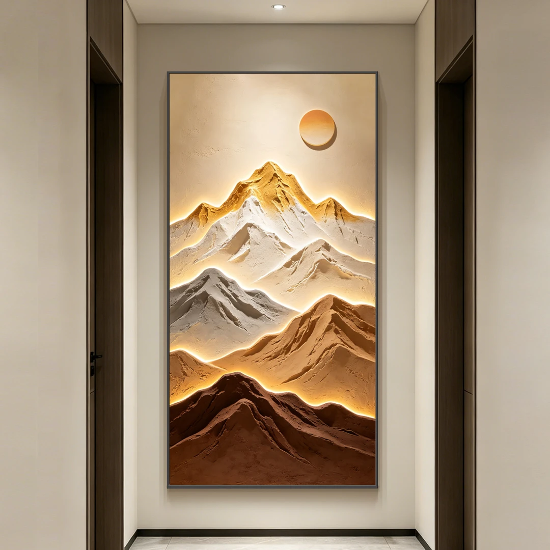 日照金山挂画入户玄关装饰画2026新款高档大气正对门走廊过道壁画