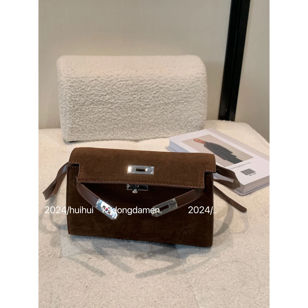 【HuiHui】麂皮绒凯莉包高级感腋下单肩斜挎包（A1470)
