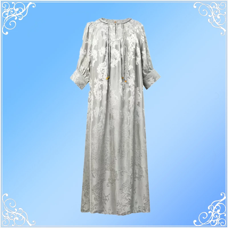 MM  国风中式气质银灰色袍子连衣裙 复古宽松5291