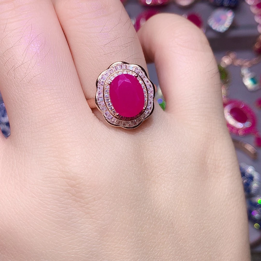 银S925镶嵌戒指红宝石