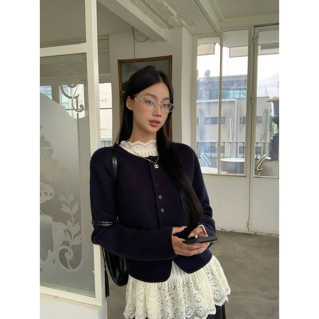 【甜心少女】秋季韩系气质百搭休闲圆领宽松针织衫2025-121