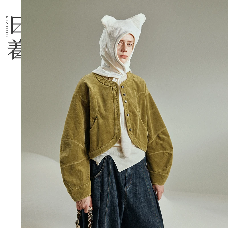日着趣雪怪灯芯绒短款外套2025秋季新款女装复古好看上衣RD8422W0