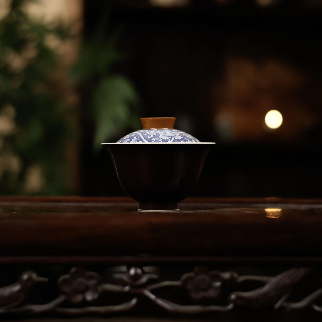 【小田甄陶】缠枝冰牡丹-拙溪-盖碗盖碗120ml（ZX-0354）