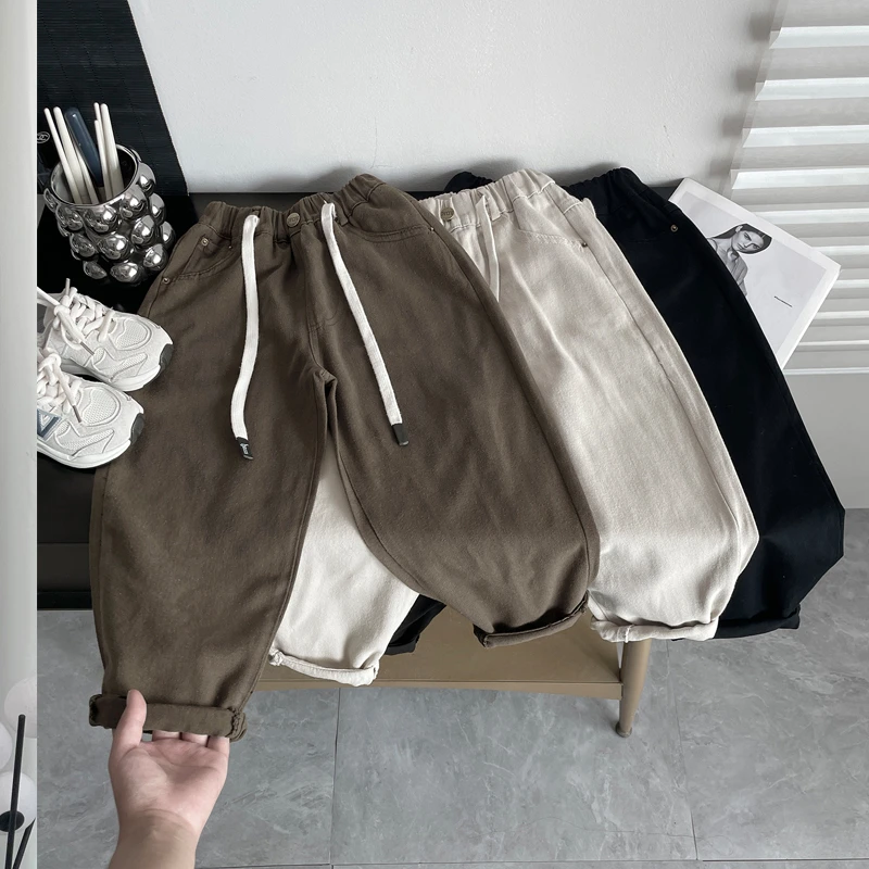 男童裤子2025春秋款宽松装韩版童装男童休闲裤时尚百搭潮流工装裤