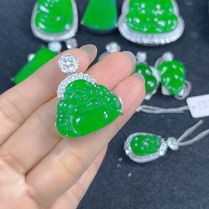 翡翠银S925镶嵌吊坠(不含链)