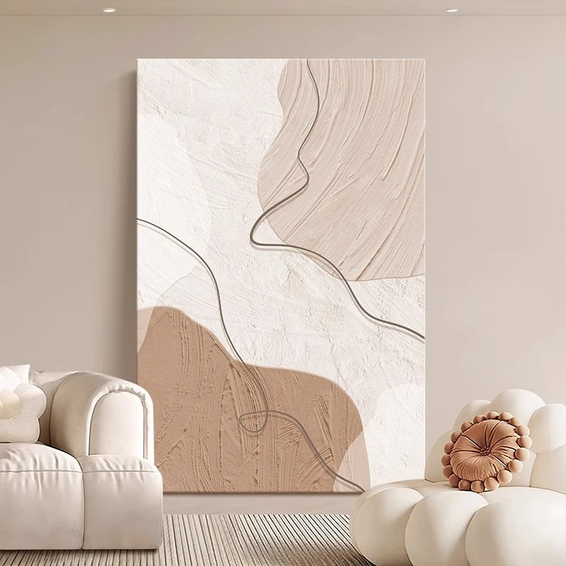 现代简约客厅装饰画奶油风抽象沙发背景墙落地挂画高级感玄关壁画