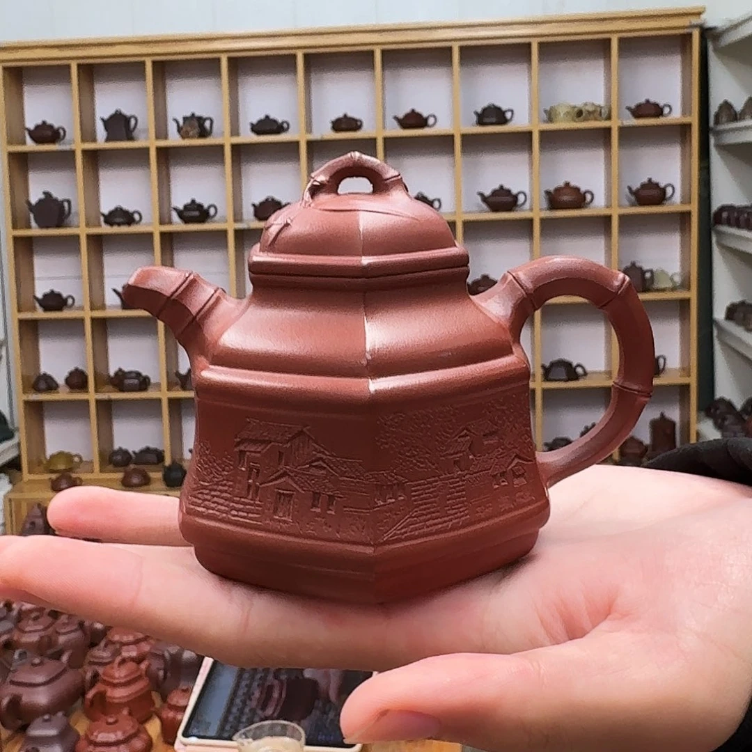 紫砂茶壶六方竹鼎230cc