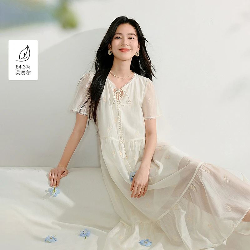 【欧若风】茵曼2025夏季新款女连衣裙爆款百搭时尚舒适休闲简约实用