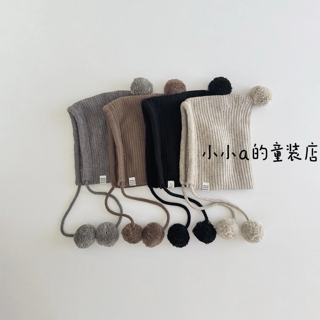 儿童帽子秋冬季可爱毛线系带针织帽宝宝保暖防风护耳帽