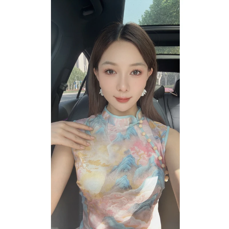 《月月专属|万里江山》2025年新中式无袖旗袍优雅气质长款辉煌配色